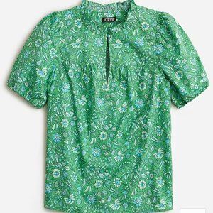 JCrew Ruffle-trim short-sleeve top in Marigold Blooms Size Large